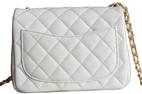 Chanel Classic Timeless Mini Flap Bag – Wit Lamsleer Gold CC & Pearl Chain 2023