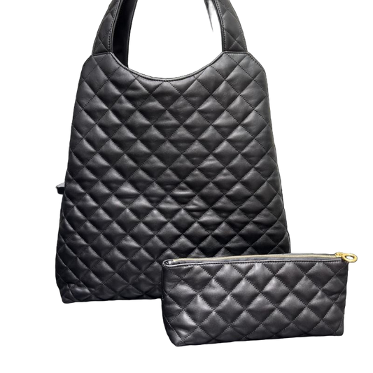 Saint Laurent Quilted Tote Bag Zwart Preloved Designer Schoudertas