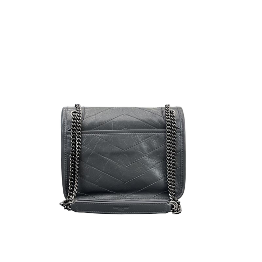 Saint Laurent Niki Baby Storm Vintage Leder Crossbody Tas Storm‑Grijs