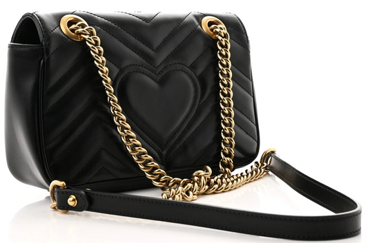 Gucci Marmont Mini dames Schoudertas Matelassé Zwart • Preloved