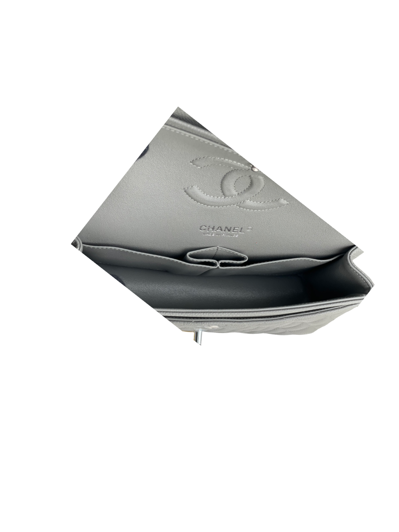 Chanel Classic Flap Bag Medium Grijs Caviar Leer met Silver Hardware