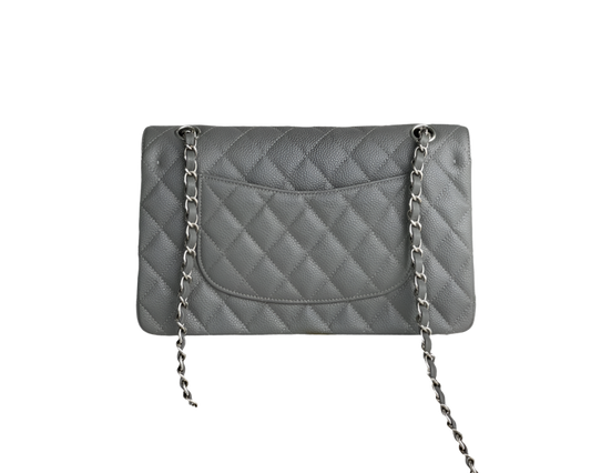 Chanel Classic Flap Bag Medium Grijs Caviar Leer met Silver Hardware