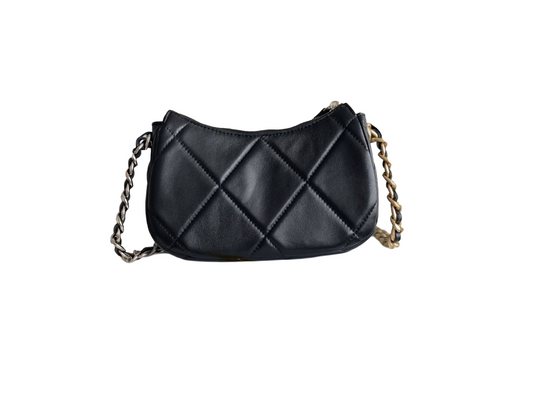 Chanel 90 Clutch 2025 – Shiny Black Lambskin met Gold, Silver & Ruthenium-Finish Metaal schoudertas