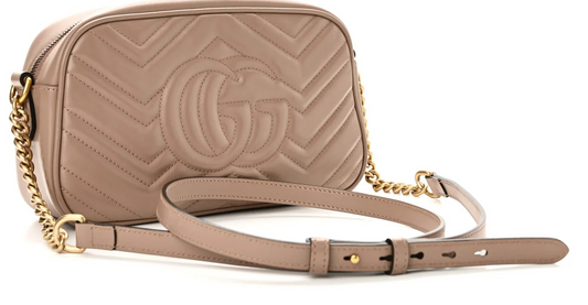 Gucci Marmont Porcelain Rose Small dames Schoudertas Matelassé • Preloved