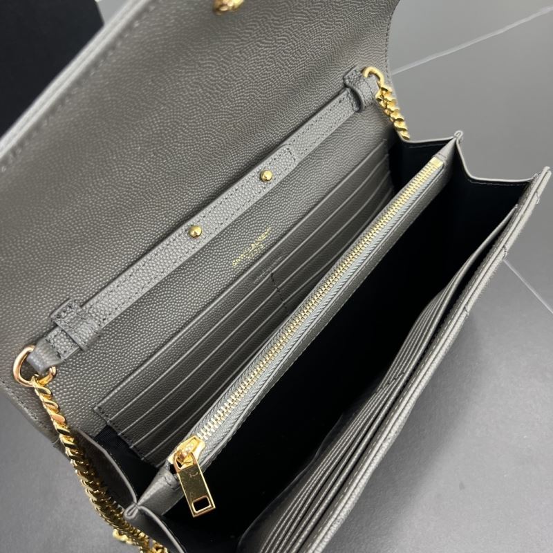 Saint Laurent Cassandre Chain Wallet – Grijs Preloved Designer Clutch Schoudertas