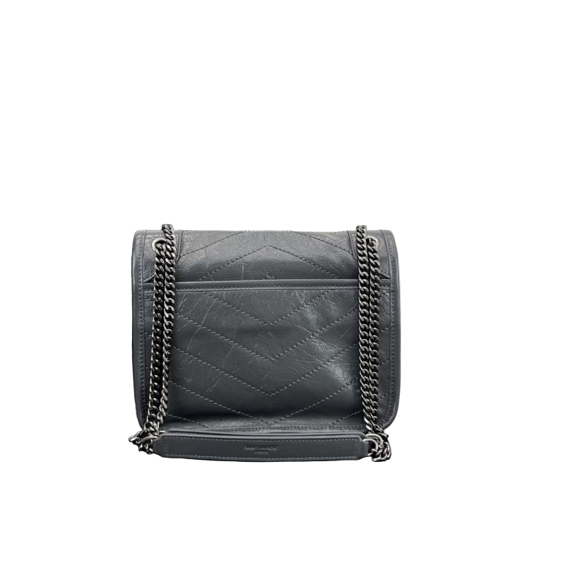 Saint Laurent Niki Baby Storm Vintage Leder Crossbody Tas Storm‑Grijs