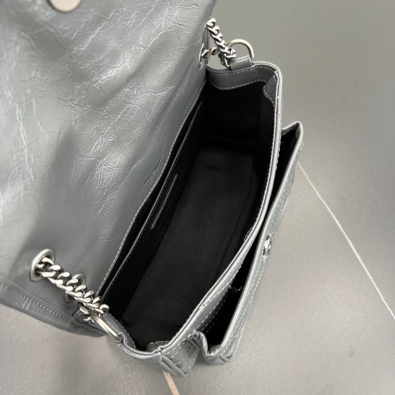 Saint Laurent Niki Baby Storm Vintage Leder Crossbody Tas Storm‑Grijs