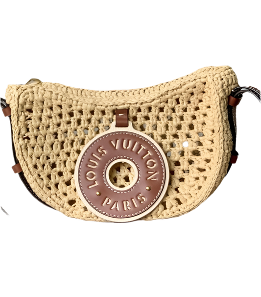 Louis Vuitton Crochet Bag Raffia Preloved Designer Schoudertas