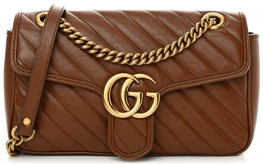 Gucci Marmont Azalea Cuir Diagonal lijnen Small dames Schoudertas Matelassé • Preloved