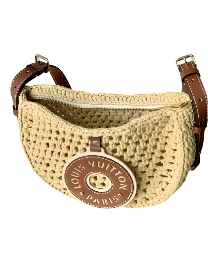 Louis Vuitton Crochet Bag Raffia Preloved Designer Schoudertas