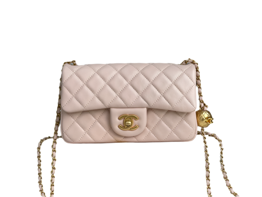 Chanel Mini Rectangular Flap Bag Lichtroze Goudkleurige Hardware