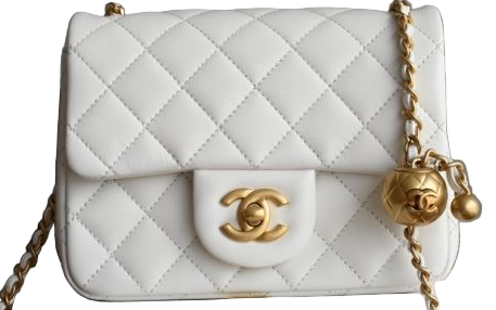 Chanel Classic Timeless Mini Flap Bag – Wit Lamsleer Gold CC & Pearl Chain 2023