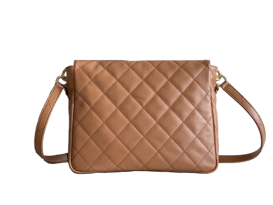 Chanel Double Pocket Hobo Bag Caramel schoudertas Calfskin | Brushed Gold Hardware