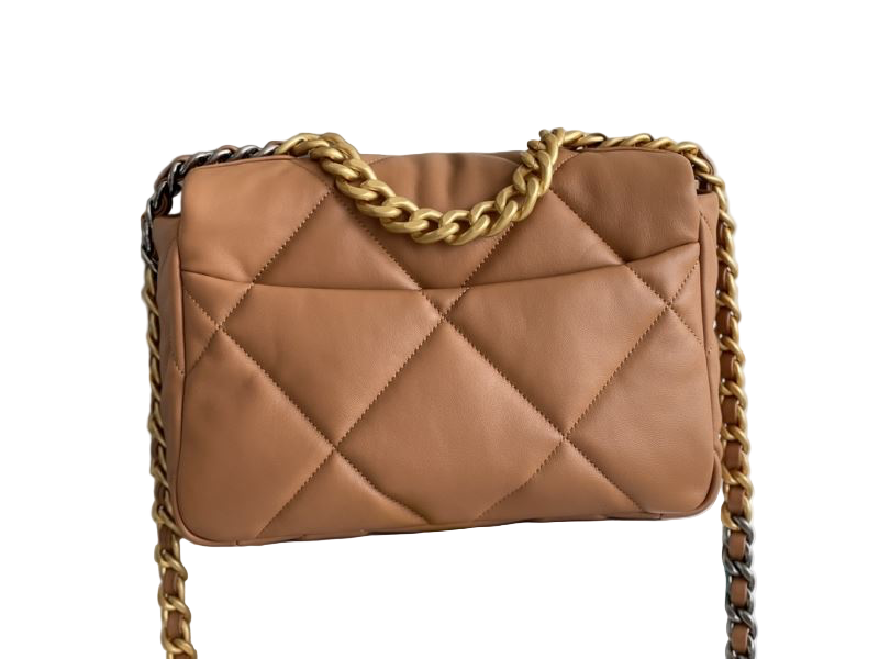 Chanel 19 flap bag cognac