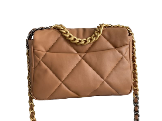 Chanel 19 flap bag cognac