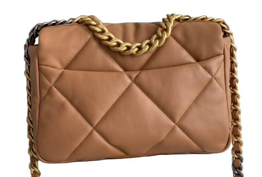 Chanel 19 Flap Camel schoudertas 2025 2026 Goud-, Zilver- & Ruthenium-Finish Metaal