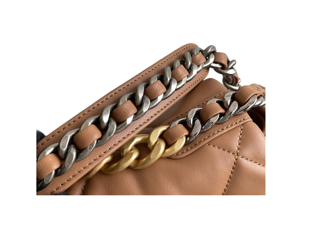 Chanel 19 flap bag cognac