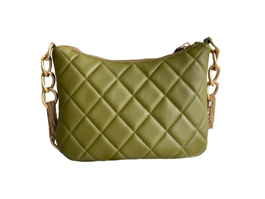 Chanel Matelassé Chain-Strap schouder tas – Light Olive Lambskin met Goudkleurige Hardware | 2024-Collectie