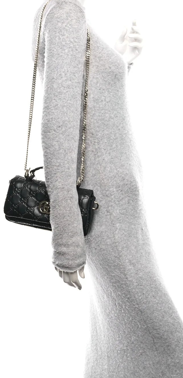 Gucci Milano Schoudertas – Zwart Glad Leer – Dames Handtas / Crossbody