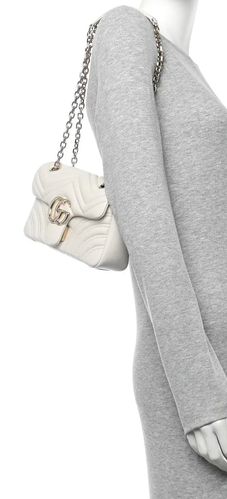 Gucci Marmont Tas Dames – 2025 nieuw model Small Schoudertas Matelassé Wit • Preloved