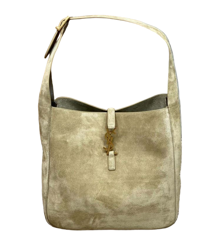 Saint Laurent Le 5 À 7 Supple Small Schoudertas Lichtbeige Suède, Tijdloos & Elegant