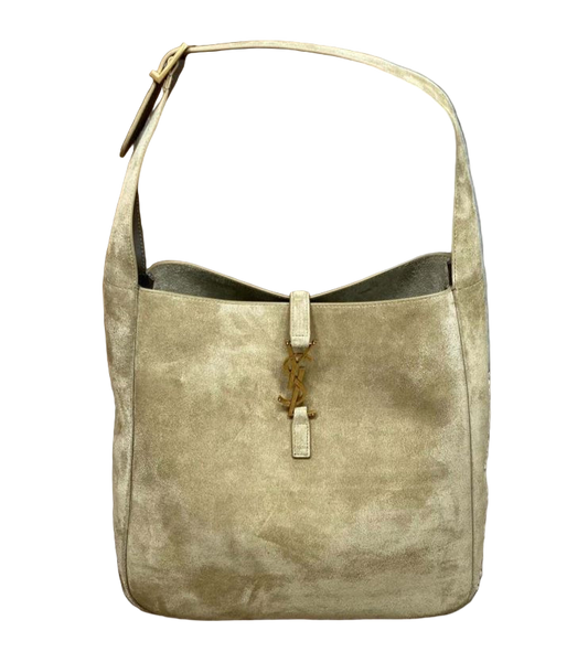 Saint Laurent Le 5 À 7 Supple Small Schoudertas Lichtbeige Suède, Tijdloos & Elegant