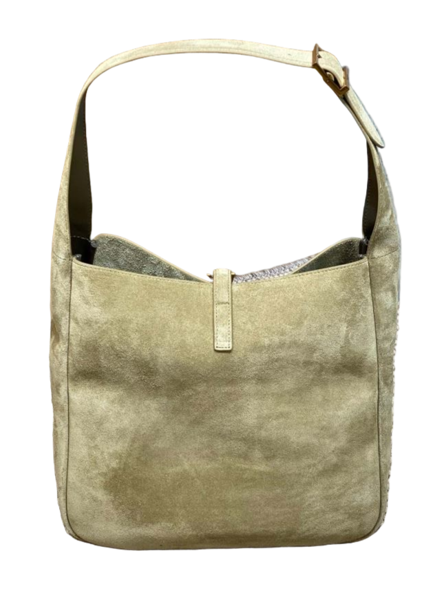 Saint Laurent Le 5 À 7 Supple Small Schoudertas Lichtbeige Suède, Tijdloos & Elegant