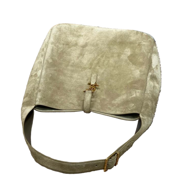 Saint Laurent Le 5 À 7 Supple Small Schoudertas Lichtbeige Suède, Tijdloos & Elegant